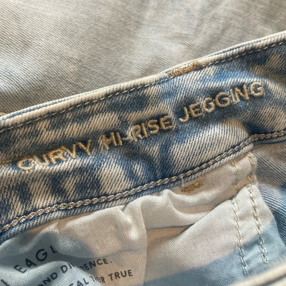 AEO AMERICAN EAGLE Curvy High Rise Denim Jeans Jeggings Distressed Light plus 24 - Picture 5 of 12